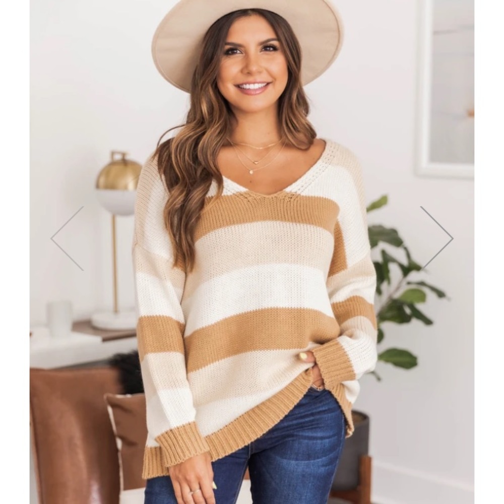 Pink Lily Brown striped sweater